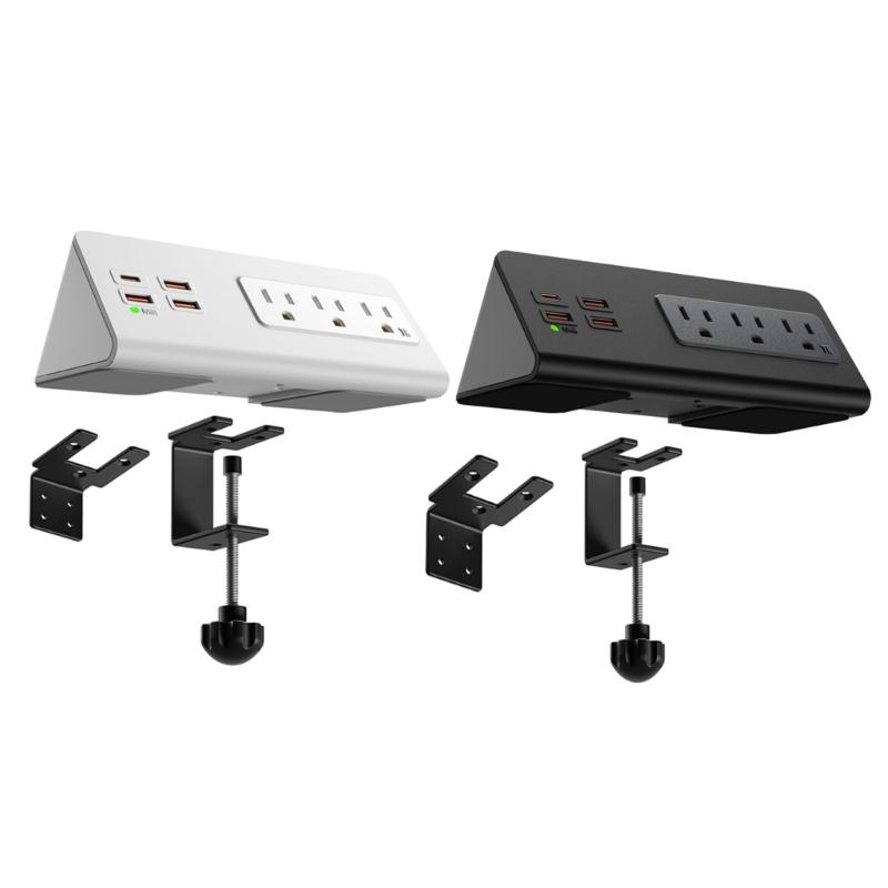 Desk Edges Mounted Power Strips with USB C Fast Charging Port and 3AC Outlets for Office Hotel Dormitory Use