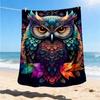 1pc Colorful Owl Print Outdoor Flannel Blanket, Cozy & Warm Soft Te Playful Design, Napping Camping,
