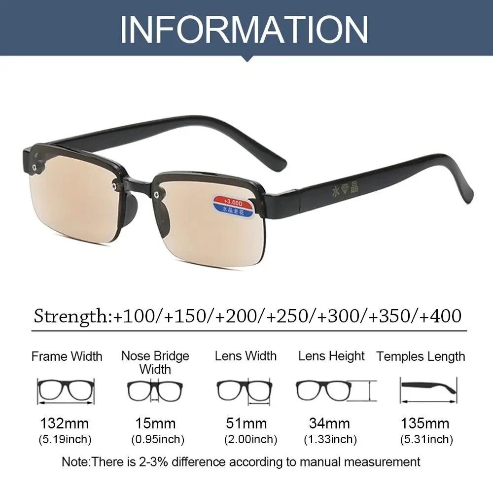 Modische braune Gläser Lesebrille Randlose Brille Herren HD Alterssichtigkeit Brille Damen Elegante Brille +1.0 bis +4.0