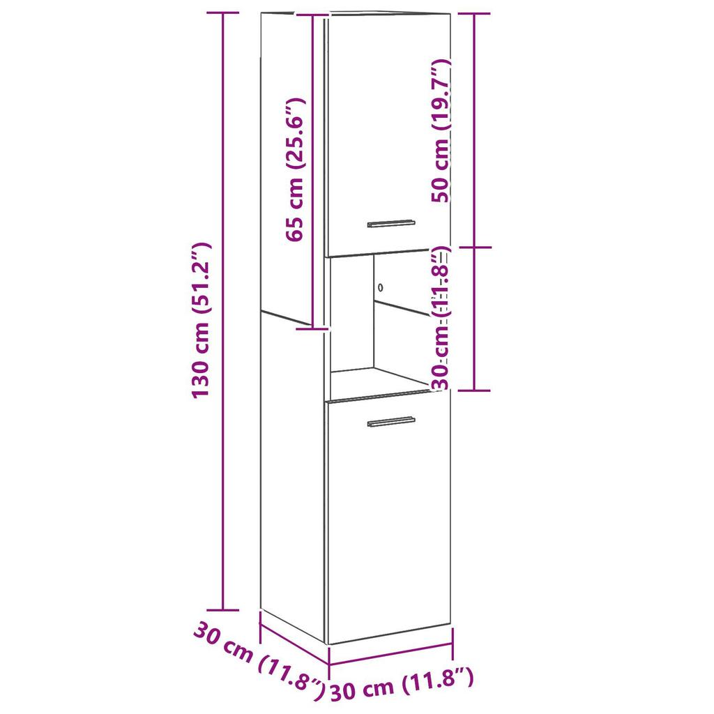 Floating Locker In the Bathroom, Storage In the Entrance Hall, 30x30x130 Cm