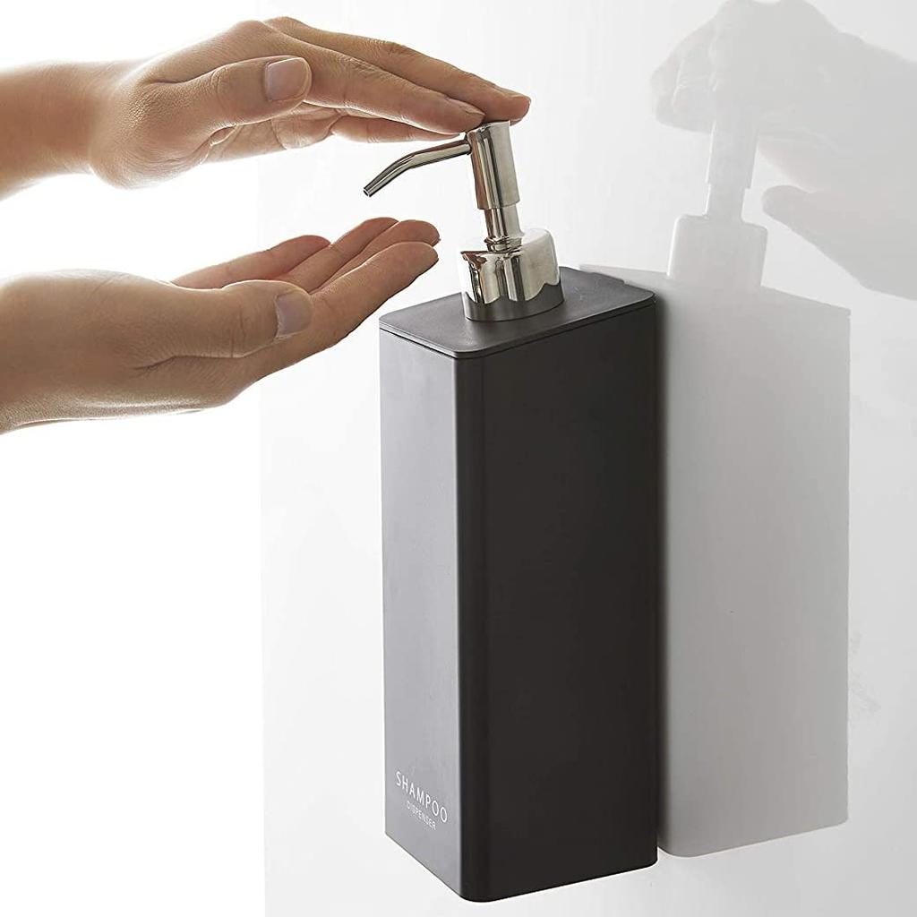 Yamazaki Tower Magnetic Two-Way Dispenser (Set of 2) - Magnetic Refillable Bottles for Shampoo and Conditioner, Black, 4259 and 4261