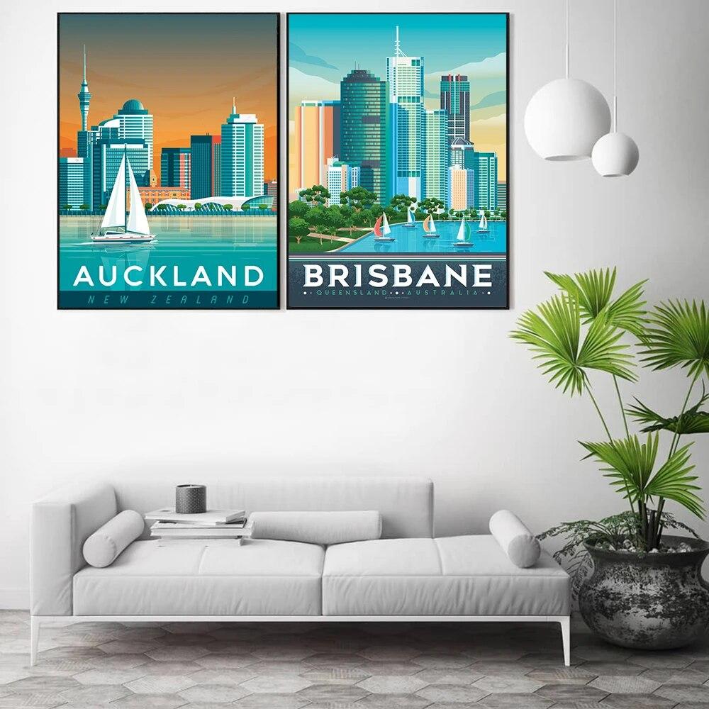 Gold Coast Melbourne Auckland Oceania Perth Travel Prints Brisbane Australia Posters Canvas Painting Nordic Decor Wall Pictures No Frame