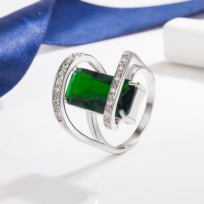 Sterling Silver 925 Green Emerald Ring For Women Anillos De Silver 925 Jewelry Natural Emerald Gemstone Pave Setting Party Rings