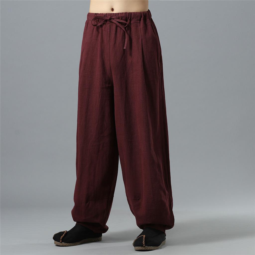 Men Cotton Lantern Pants With Drawstring Waist For Casual Autumn Wear