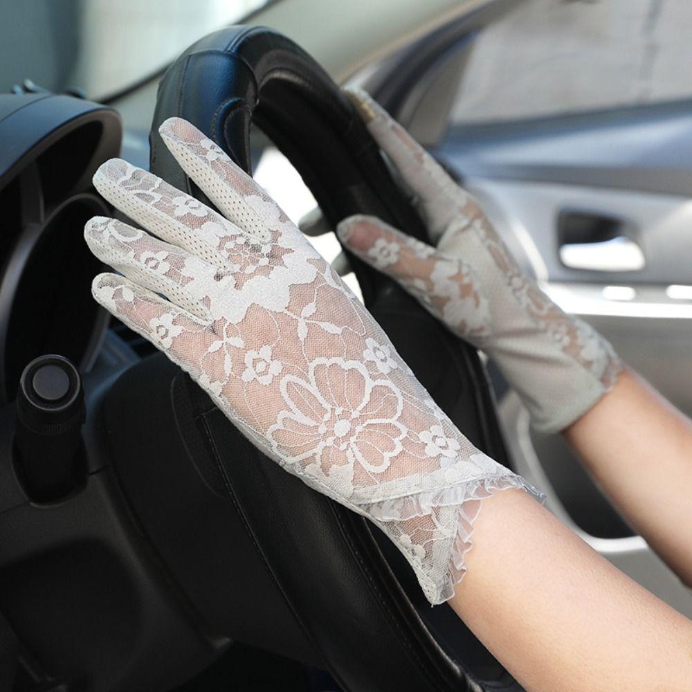 Sun Protection Lace Glove Thin Car Driving Mittens Elegant Touch Screen Gloves  Cycling