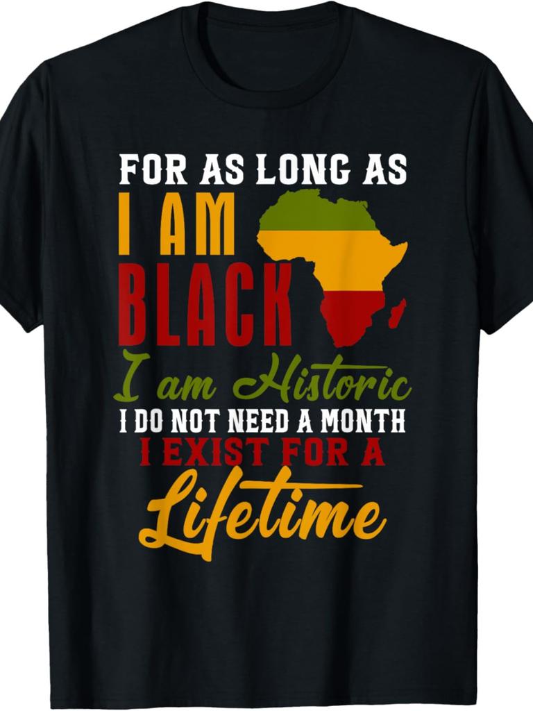 Am Black History Mens Cotton TShirt Bold Graphic Design Short Sleeve Crew Neck Casual Comfortable Fit