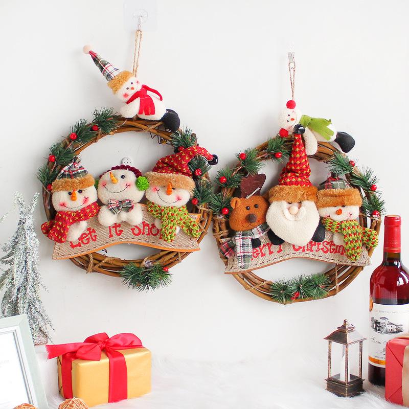 Christmas Snowman Wreath: Vine Circle Door Hanger & Window Decoration