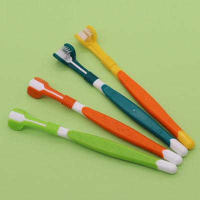 Pet Toothbrush, Dog Brushing Teeth, Oral Cleaning, Three-sided Toothbrush, Soft-bristled Long-handled Three-headed Cat Toothbrush Products