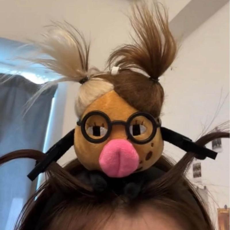 Cute Cartoon Doll Headband Funny Braided Doll Hairband Hair Hoop Hairpin Perfect for Party Cosplay Headdress Jewelry