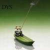 Incense Ash Catcher Fishing Panda Stick Holder, Leaf Boat Burner, Sticks Holder Tray for Yoga Meditation Spa Room Decoration Hand Painted