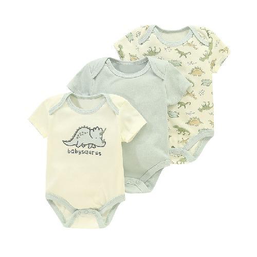 New Three-piece Baby Clothes Fart Clothes Short-sleeved Summer Printed Children's Clothing Baby One-piece Suit