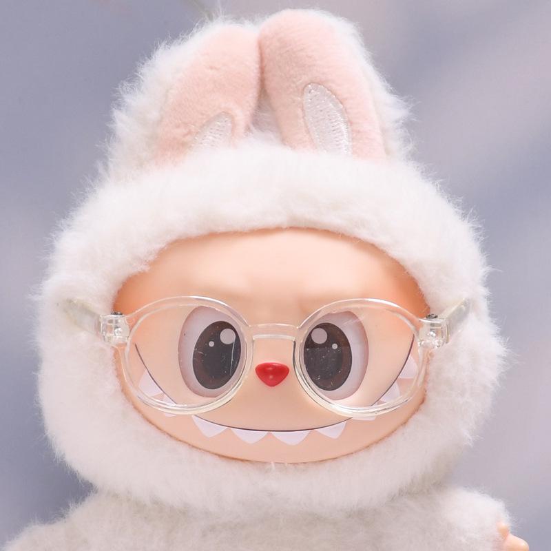 

17см Подвеска-шляпа Лабубу: Аксессуар для одежды/Брелок для ключей/Шарм для наплечной сумки/Стакан для воды Transparent Frame Glasses