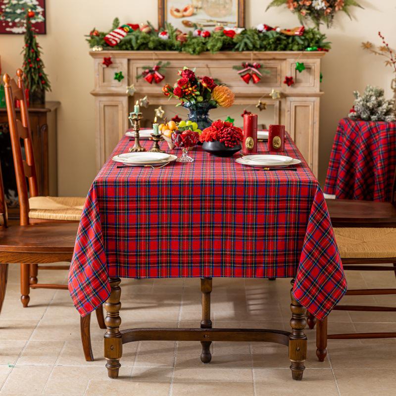 Lexuanxiu Nordic INS Rectangular Plaid Christmas Party Tablecloth