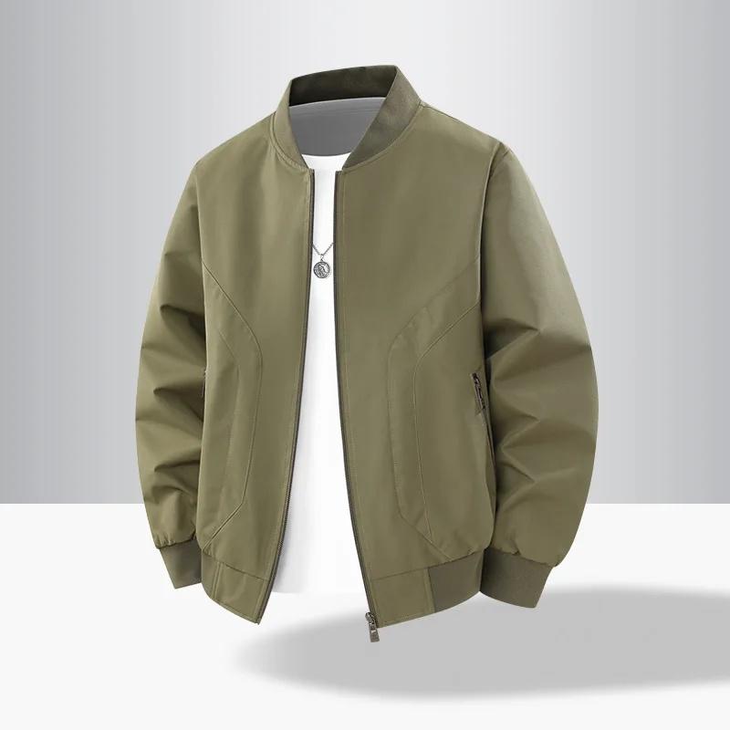 Spring Autumn Men's Baseball Collar Jacket Casual Loose Fashion Vintage Bomber Outerwear Men
