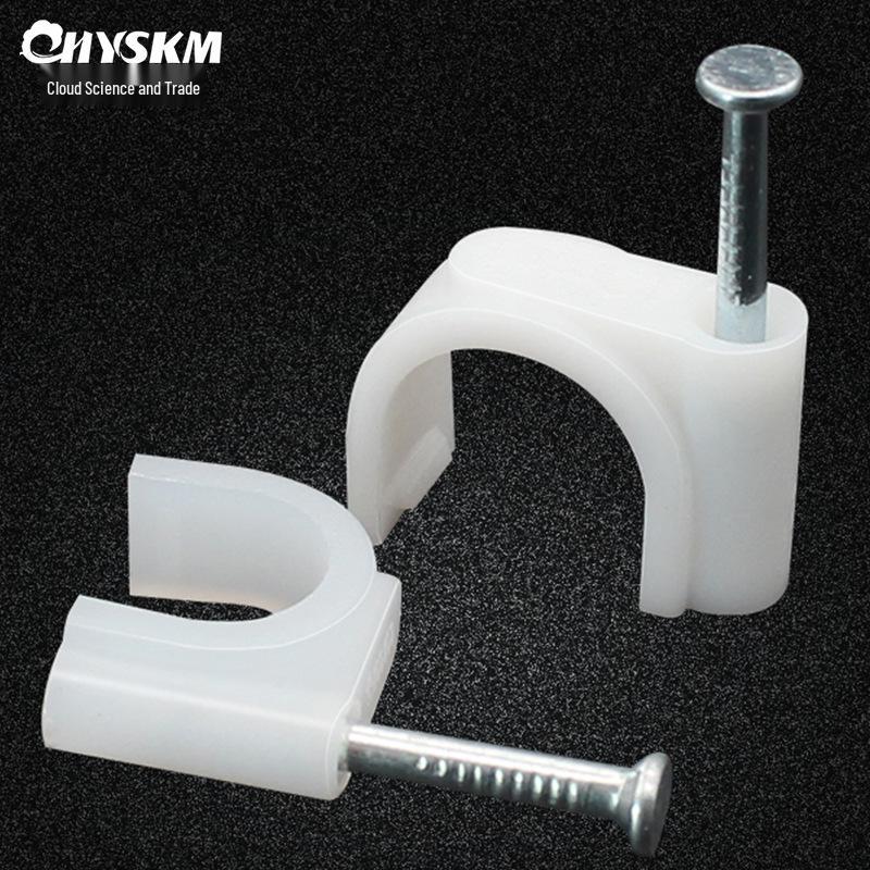 Steel Nail Round Plastic Cable Clip for Wire Management and Network Organization