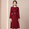 Elegant Wool A-line Inner Dress: Feminine, Waist-Cinching, Perfect Pairing with Coats, 2026 Spring Collection