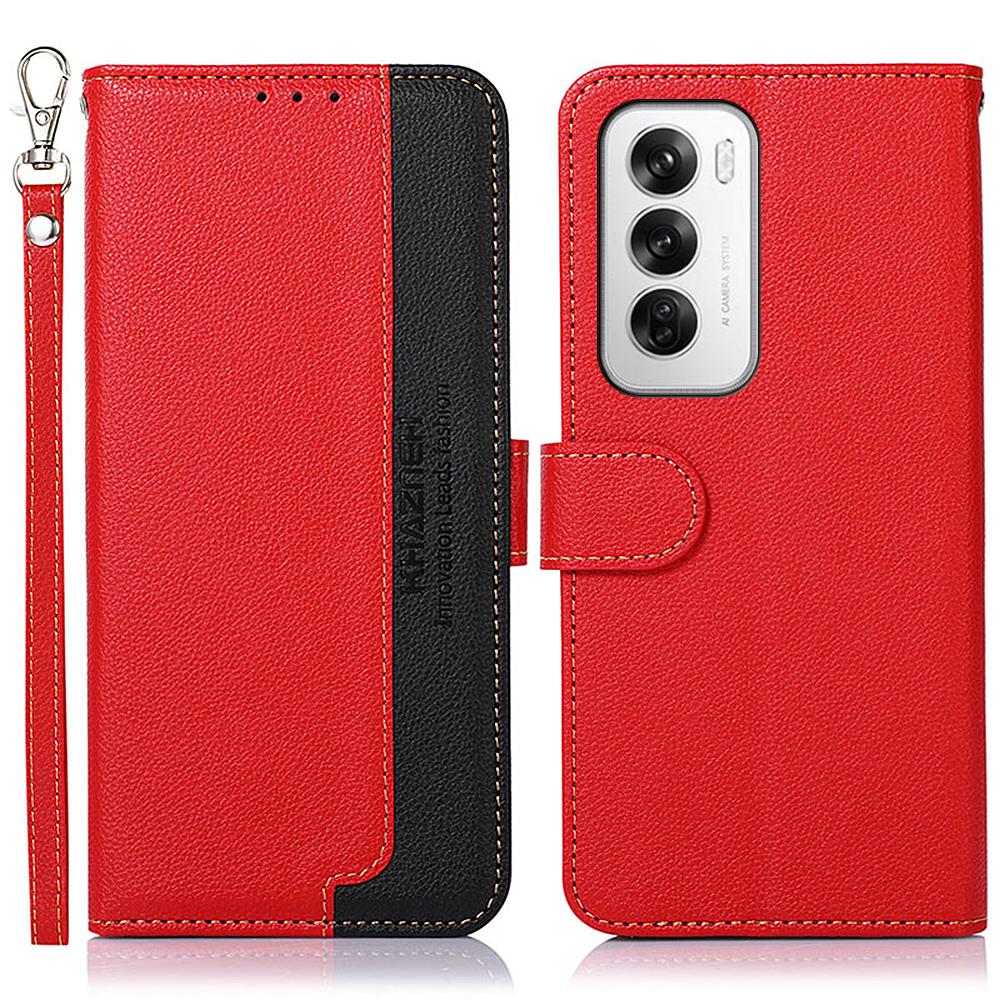 

For Oppo Reno12 5G (Global) Case RFID Blocking Leather Phone Cover with Wallet Red