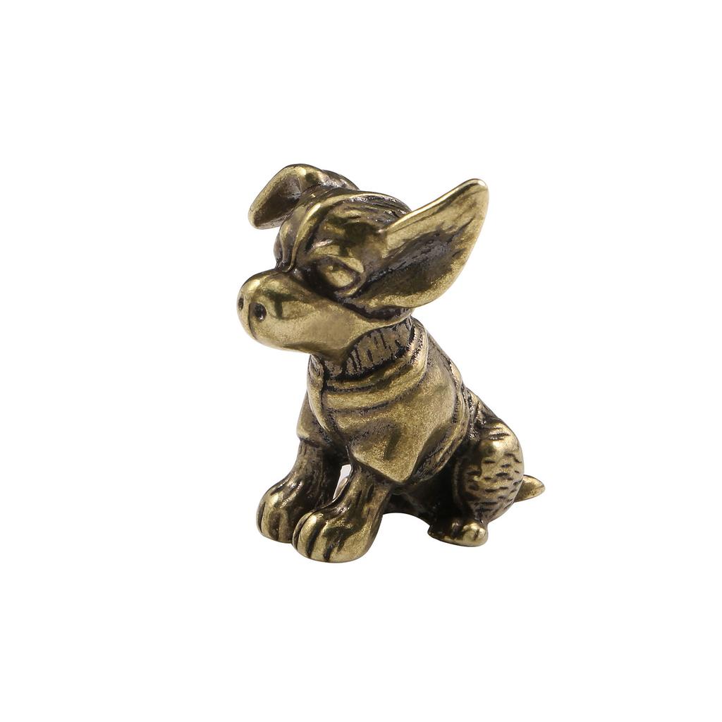 Handmade Solid Brass Dog Figurine Solid Copper Puppy Brass Sculpture Ornament for Home Decoration and Art Collectors