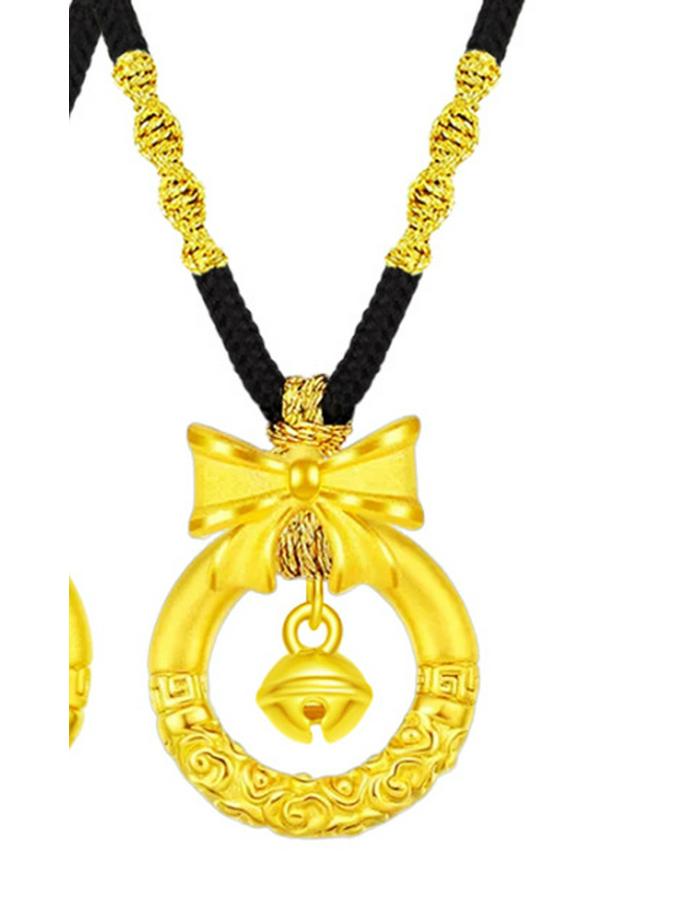 Ожерелье  Беглая принцесса  из желтой латуни с золотым покрытием и подвеской-обручем  Счастливое облако Руйи