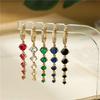 HECHENG,Gold Plated Round Zircon Long Tassel Earrings for Women Feamale Earrings High Quality Brass Sparkling Luxury Zircon