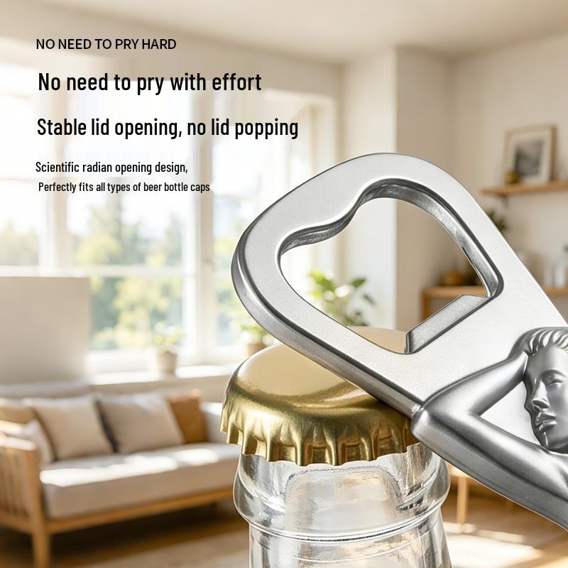 Western Beauty Zinc Alloy Bottle Opener & Refrigerator Magnet - Personality Beer Tool for Restaurant Use