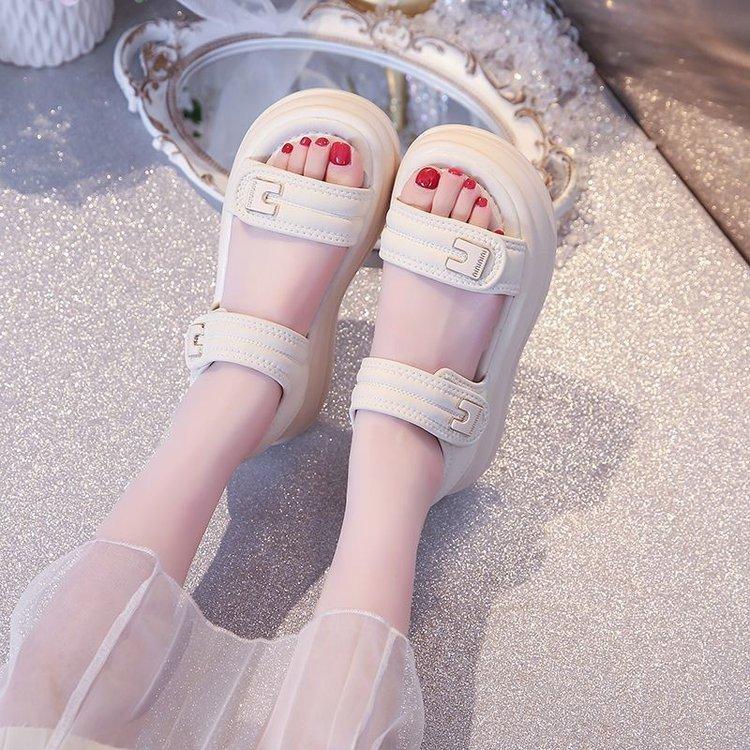 Premium Thick-soled Roman Sports Sandals Women's Outer Wear Summer 2025 New Velcro Maternity Beach Cool Slippers