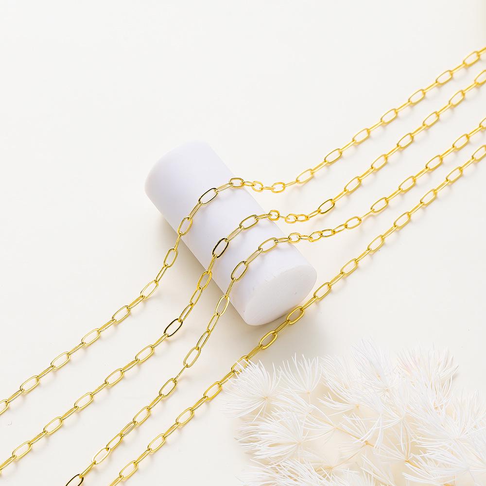 14k/18k pozlacený měděný řetízek s dlouhou životností barvy, masivní obdélníkový článek, pro výrobu DIY šperků, náhrdelníků