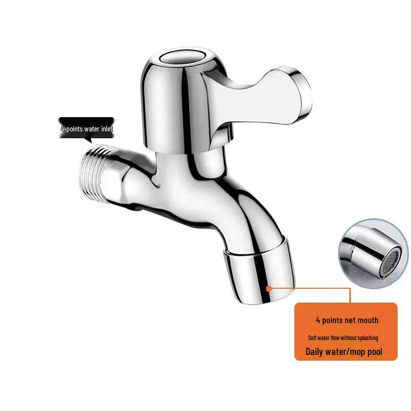 Quick-Open Electroplated Alloy Faucet for Washing Machine, Sink, and Mop Basin (15mm, Single Cold Water)