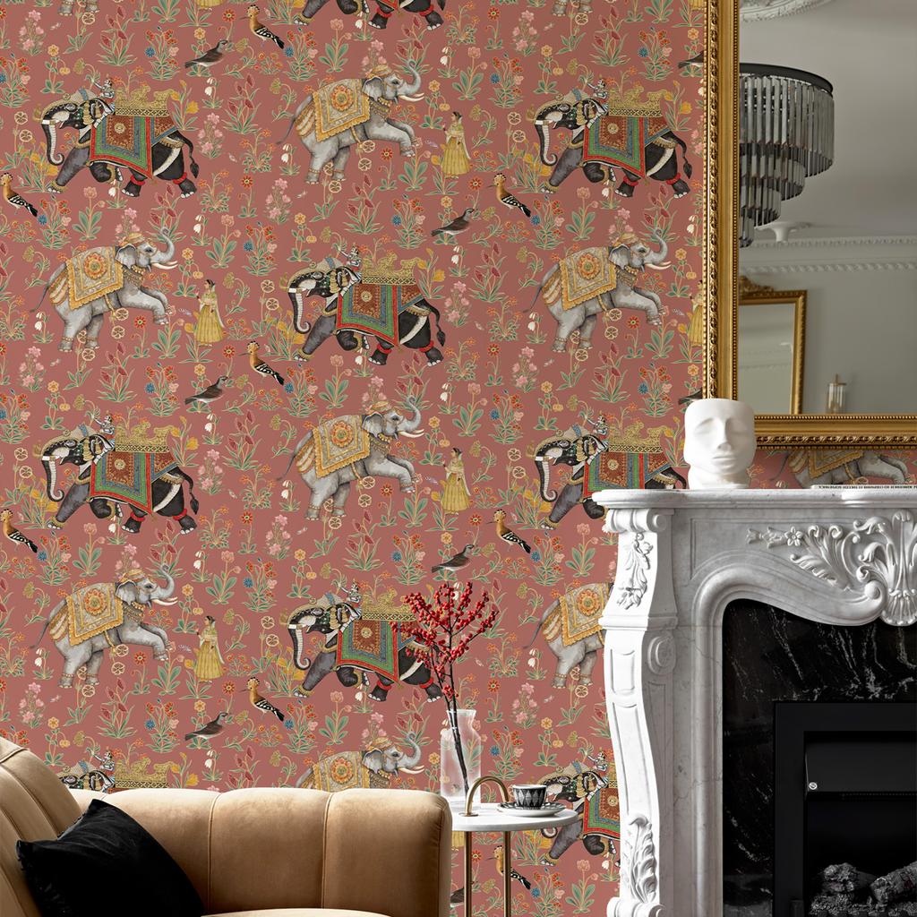 Vintage Peel And Stick Elephant Wallpaper Chic Red Waterproof Home Decor Retro Self adhesive Furniture Vinyl Cabinet Stickers