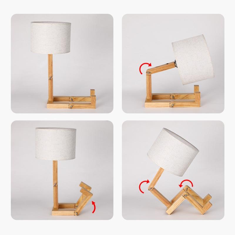 Massivt trä Robot Creative Skrivbordslampa Sovrumslampa