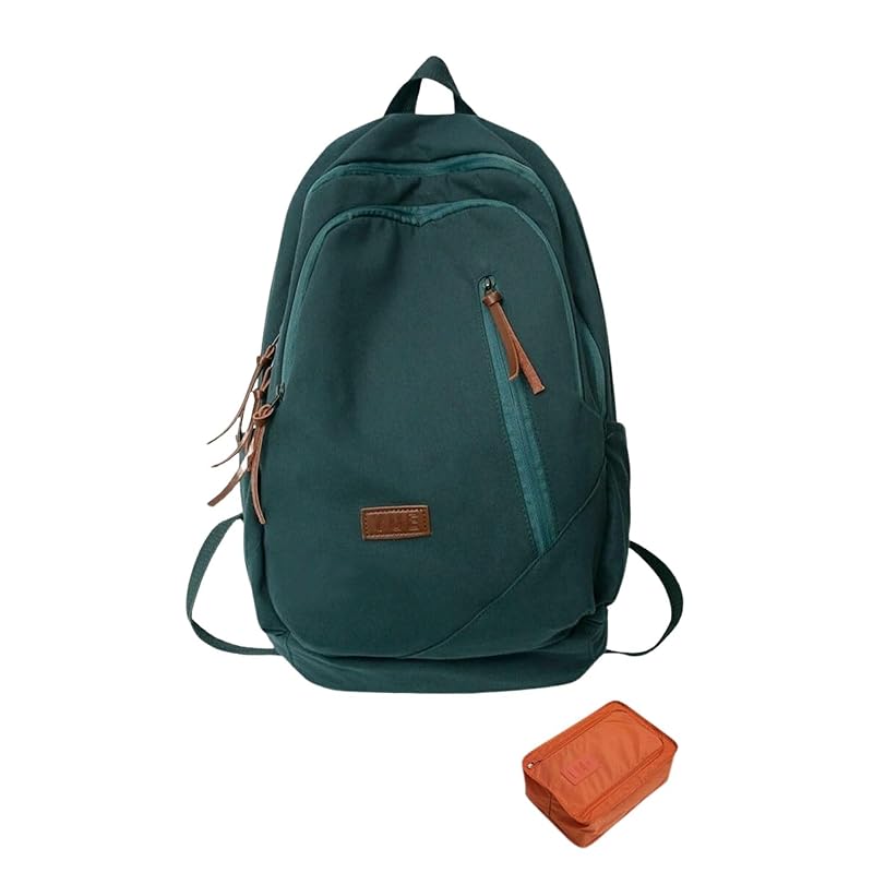 

[mitt rom] unisex rucksack canvas A4 size large capacity lightweight Commuting to school trip ladies men s [Shoe case With bonus] (Blue Green)