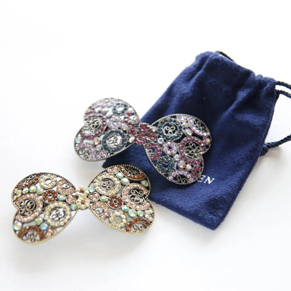 J Lauren Multi Crystal Ribbon Automatic Hair Pin H0077_21 brown