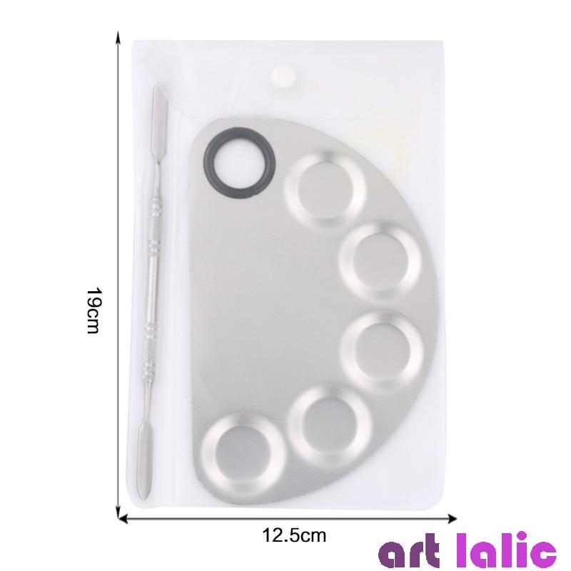 Stainless Steel Palette + Stir Rod Bar Chart Table Mat Pad Washable Salon Manicure Nail Art Equipment Makeup Tools