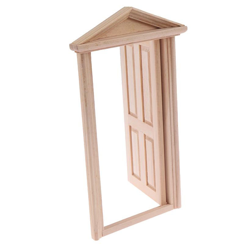 1:12 Dollhouse Miniature Simulation Diy Wooden Spire Door Furniture Accessories