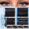 DIY Natural Dense Cluster False Eyelashes, Self-Adhesive 720 Segmented 10150D Curl, Individual Clusters