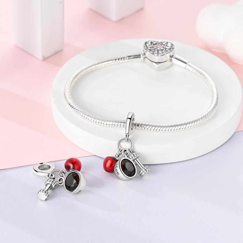 Charms Platacoffee Apple Dumbbell Weight Loss Pendants Fit Originalbracelets Charms For Women Jewelry Diy Making Gifts
