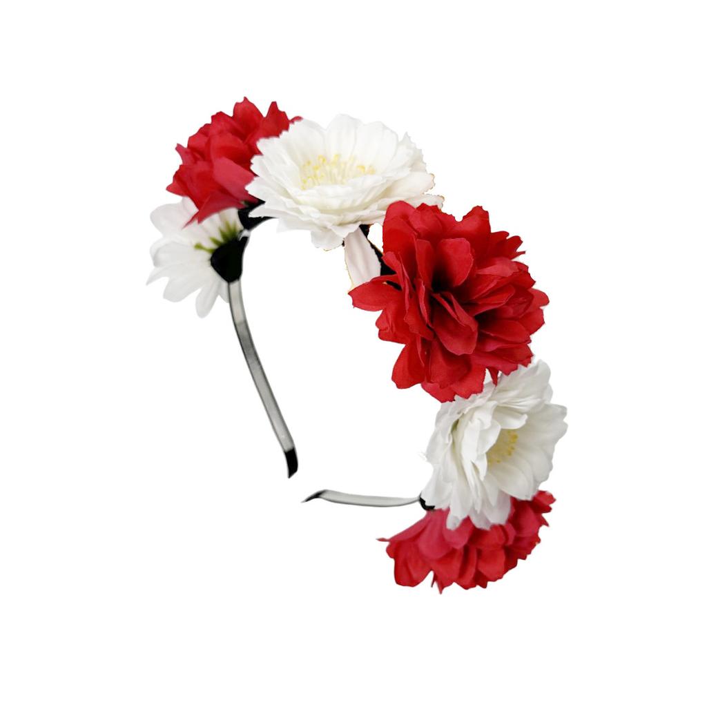 Fascia per capelli con fermaglio per capelli a forma di fiore simulato per primavera ed estate, camelia rossa e bianca, copricapo per matrimonio, festival, festa, fiore per capelli, accessori per capelli