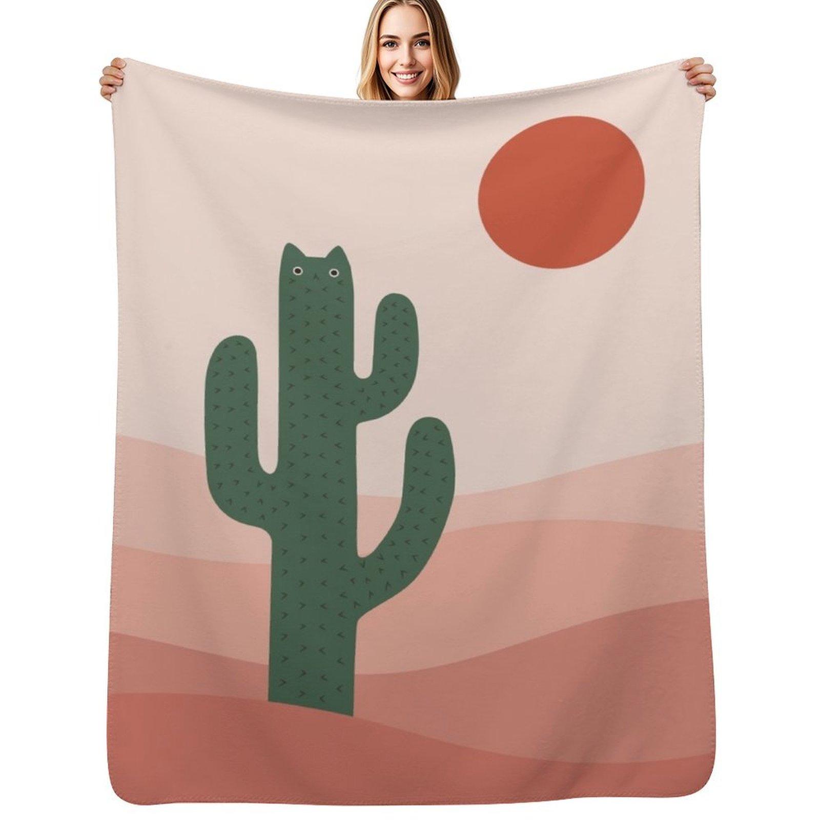 Cat Landscape 84: Cat-tus Throw Blanket Wrinkle Resistant Lightweight Blanket Size: 75*100cm, Weight: 230 GSM