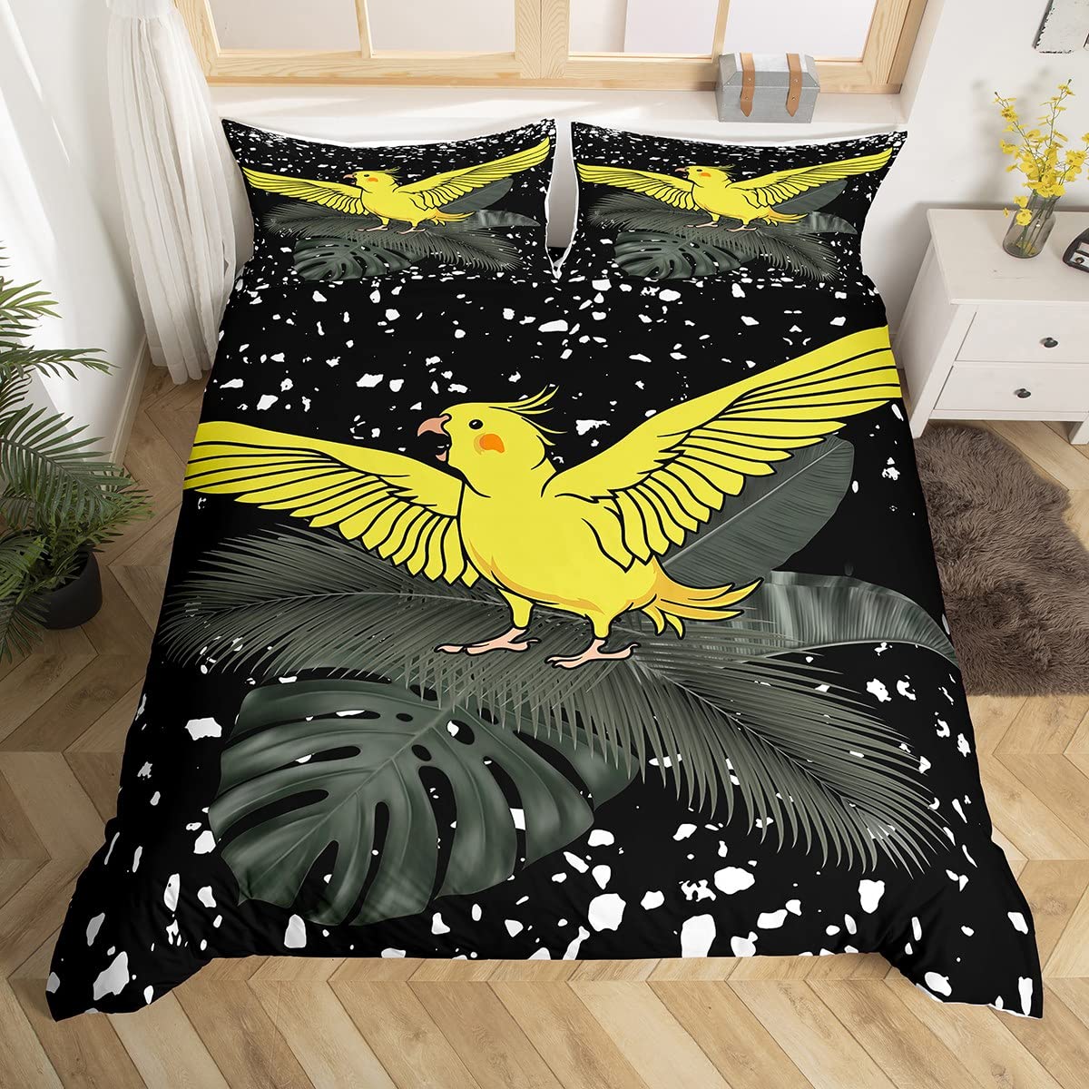 

Комплект постельного белья Boho Mandala Hummingbird Комплект постельного белья из микрофибры Farmhouse Cute Birds Одеяло-пододеяльник Queen для детей, мальчиков и девочек EU single(135x200cm)