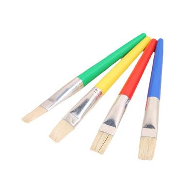 Oil Painting Brush Set - 4 Pcs: Plastic Handle, Hog Bristle, Nylon Board, Watercolor Brushes for Kids' Art Supplies