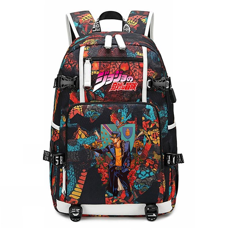 Stampa di JoJo's Bizarre Adventure Zaino Scolastico Studentesco Grande Capacità Casual Daypack per Adolescenti Bambini Scuola Viaggio