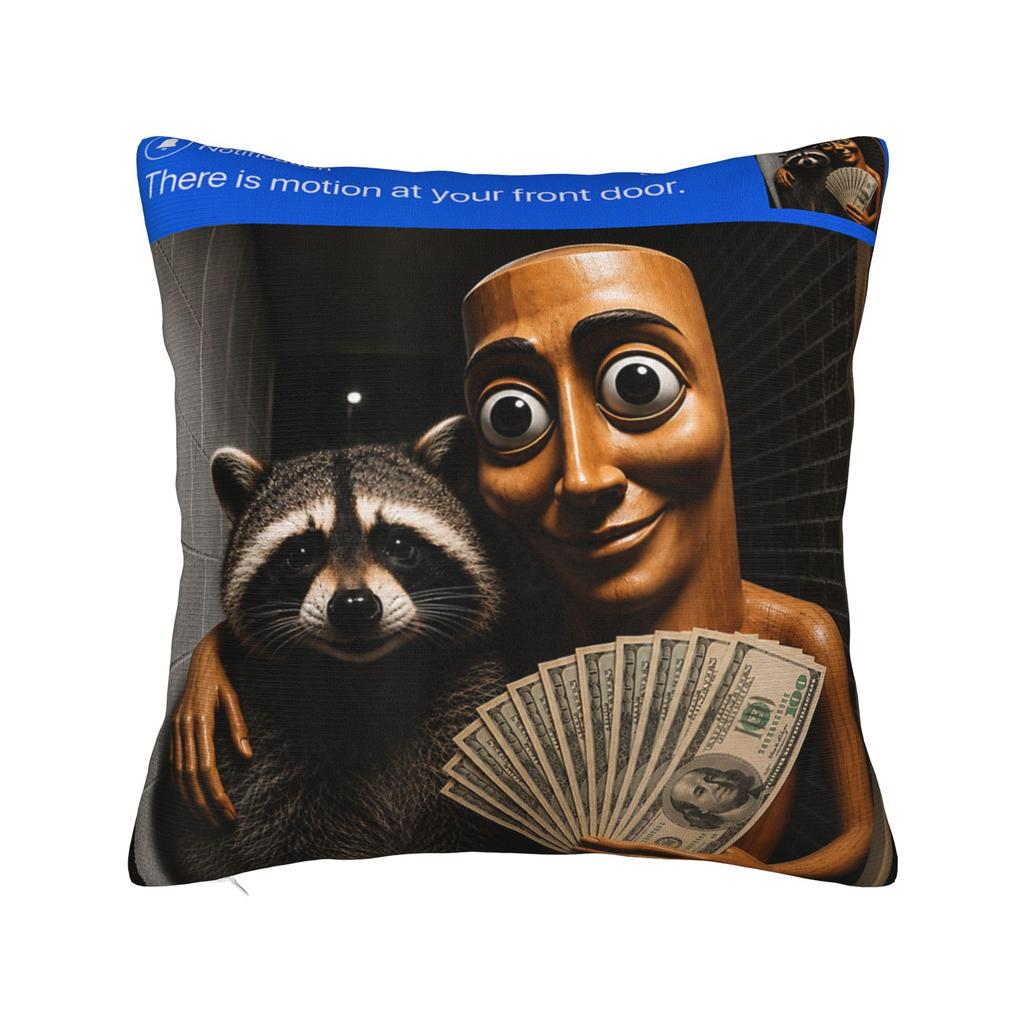 There is Motion at Your Front Tung Tung Sahur Drooling Money Pillow Cover Soft Cushion Cover Pillow Case For Home Decoration