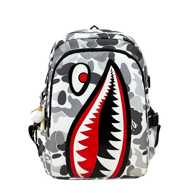 Schoolbag New Fashion Large Capacity Camouflage Shark Student School Bag Versatile Large Capacity Lightweight Leisure Travel Backpack