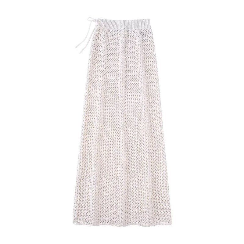 

Fashion Style Summer New Women s Clothes Slim Looking Easiest for Match Mid Waist Mid Length Long Length Crochet Knitting Short Skirt 1023204 615 White L