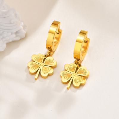 Fashion Four-leaf Clover Earrings for Women,Gold Color Stainless Steel Earring,Waterproof Jewelry Mother's Day Gift