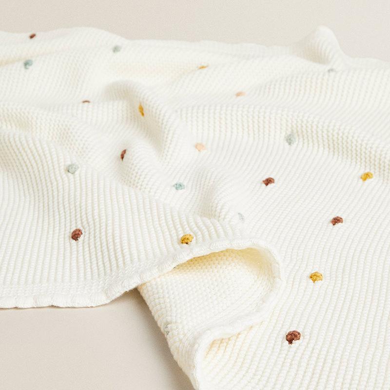 Cotton Hook Edge Blanket Office Nap Knitted Blanket Home Sofa Air Conditioning Spotted Rice White Blanket All-season