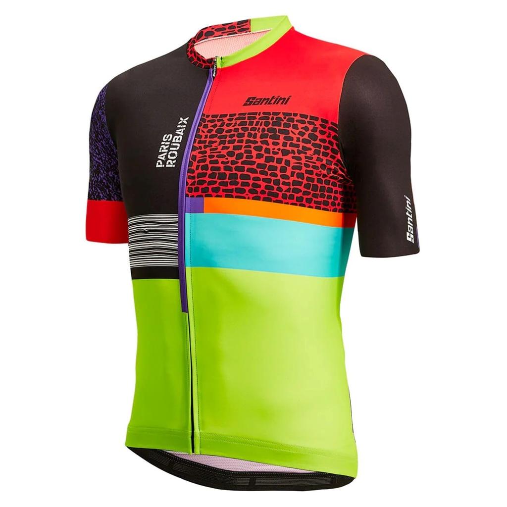 Santini Men's Modern TDF Paris-Roubaix Heroes Jersey, Red/Green/Black