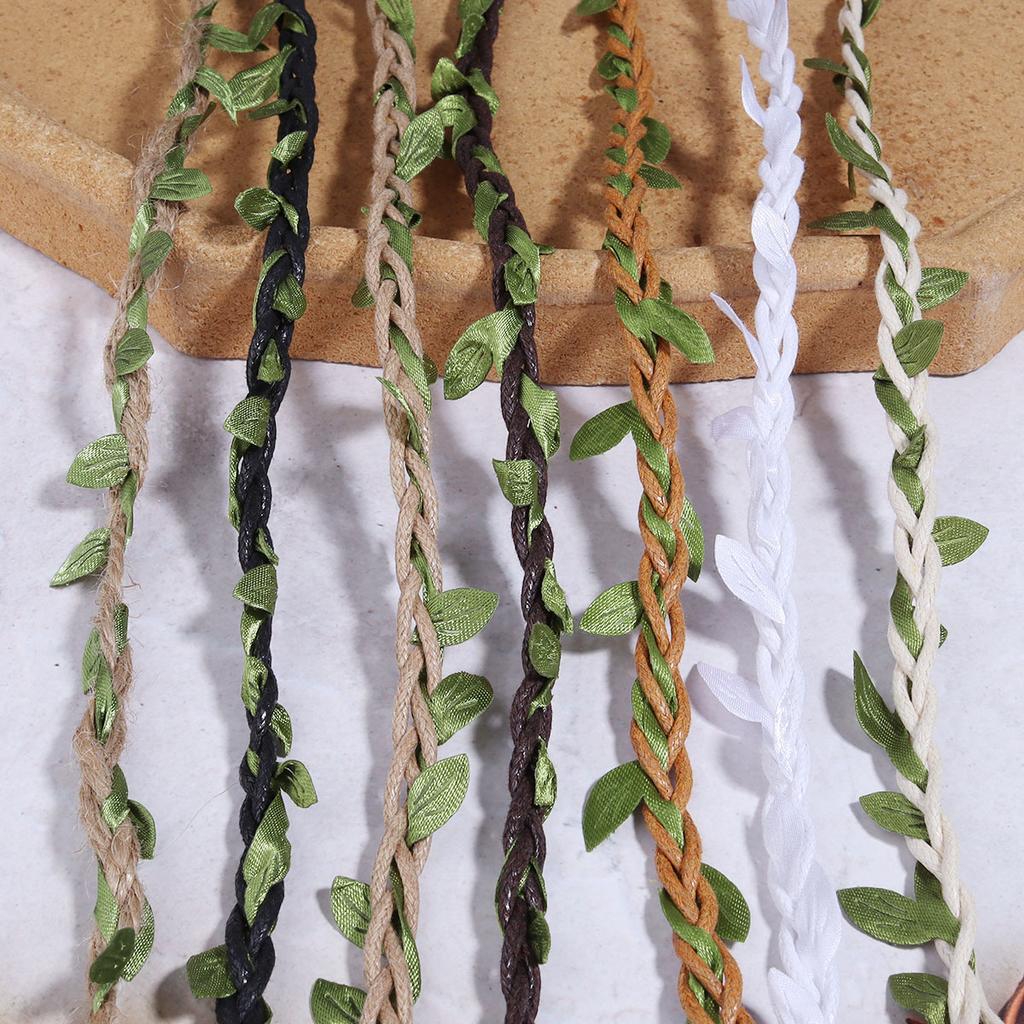 5Yards/Roll Artificial Vine Leaves Weaving Hemp Rope Simulation Green Leaves For Home Wedding Party Gift Bouquet Wrap Decoration