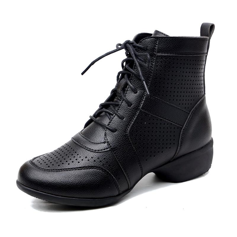 Modern Dance Shoes Women Boot Hollow Leather Soft Modern Dancing Shoes Woman Square Dance Shoes Boots Sneakers