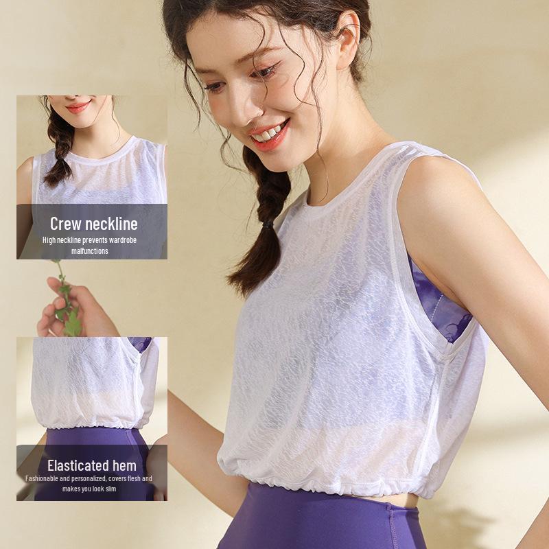 Women's Summer Quick-Dry Loose Yoga Vest: Lightweight, Drawstring Sport Top for Running & Training